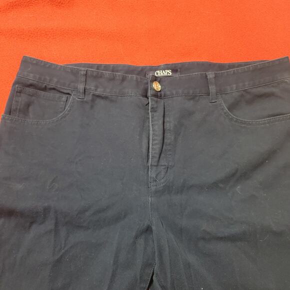 Chaps Dark Blue Flat Front Denim Jeans 16 Lightweight Soft Stretchy Straight Leg - Picture 1 of 7